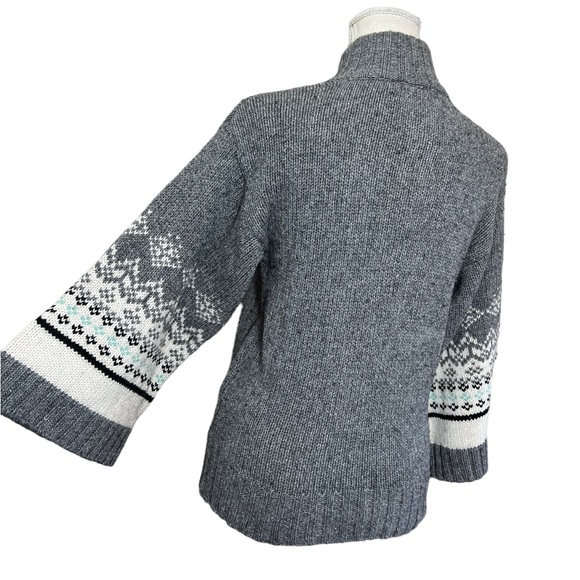 💥2/$15 NWT Old Navy grey white kimono sleeve cotton wool fair isle sweater sz S - Picture 9 of 13